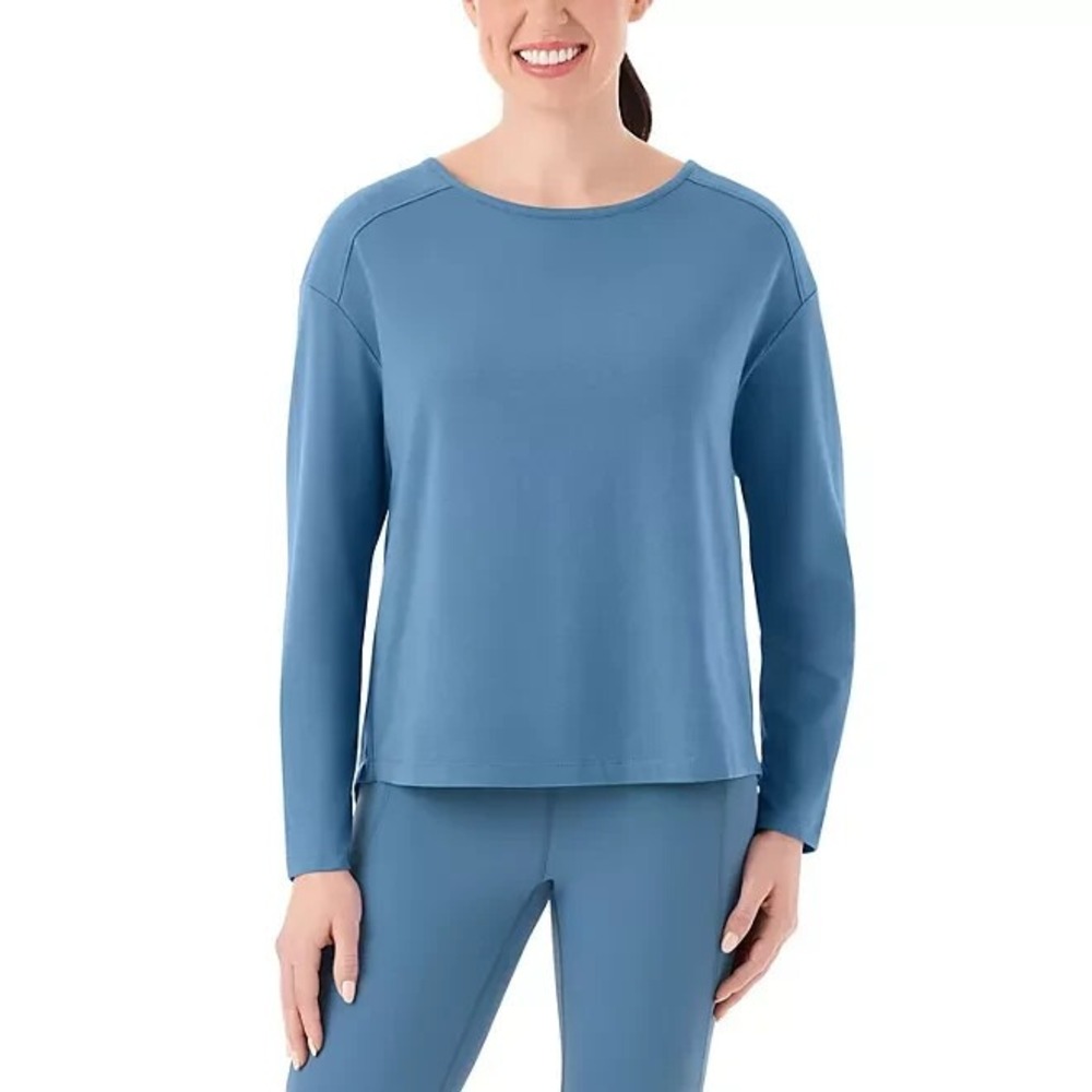 Member's Mark Women Active Tee Singing The Blues Long Sleeve Keyhole Back Large